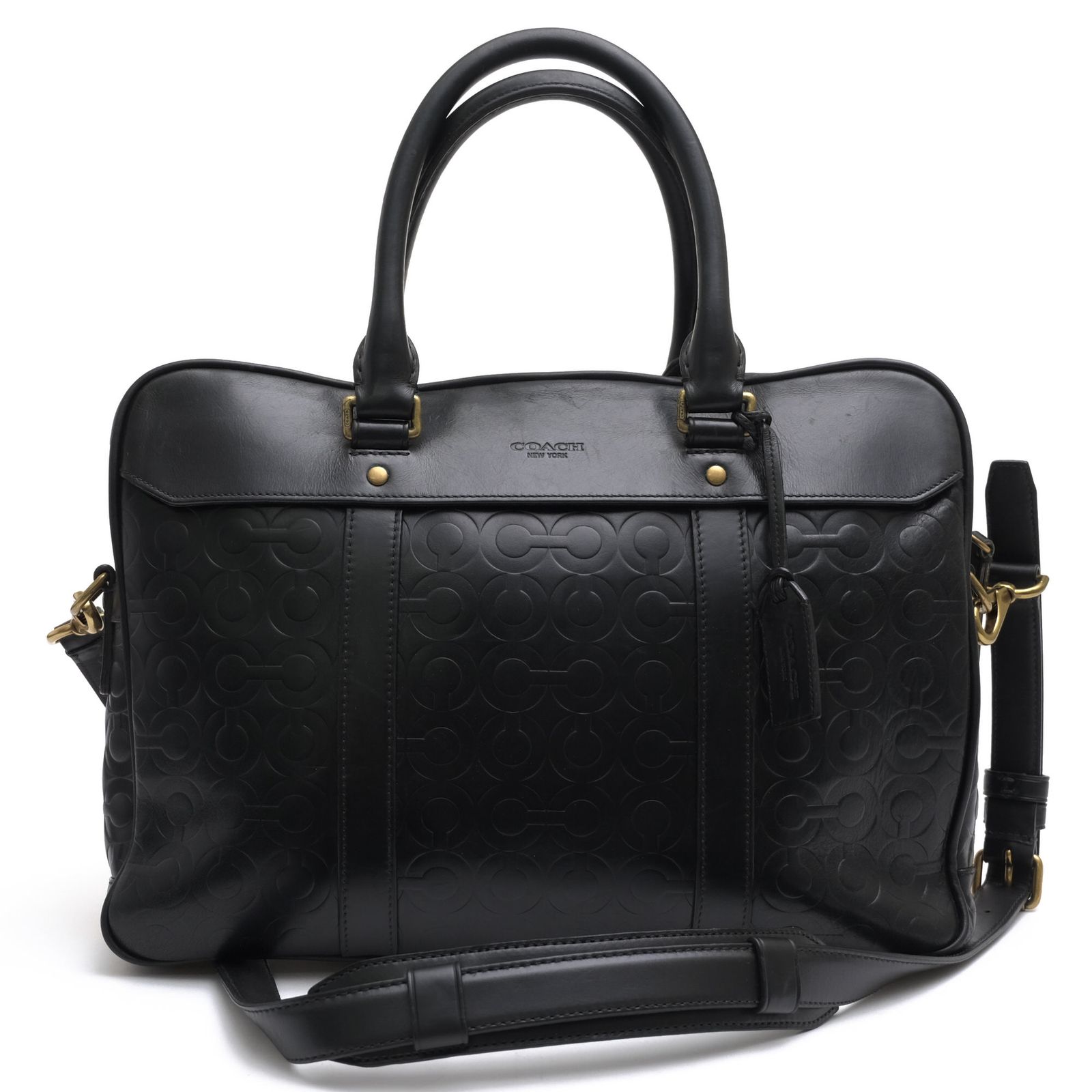 コーチ／COACH バッグ ブリーフケース ビジネスバッグ 鞄 ビジネス メンズ 男性 男性用 レザー 革 本革 ブラック 黒 F70737 CROSBY LEATHER LOGO ZIP TOP BRIEF クロスビィ シグネチャー柄 ノートPC収納可