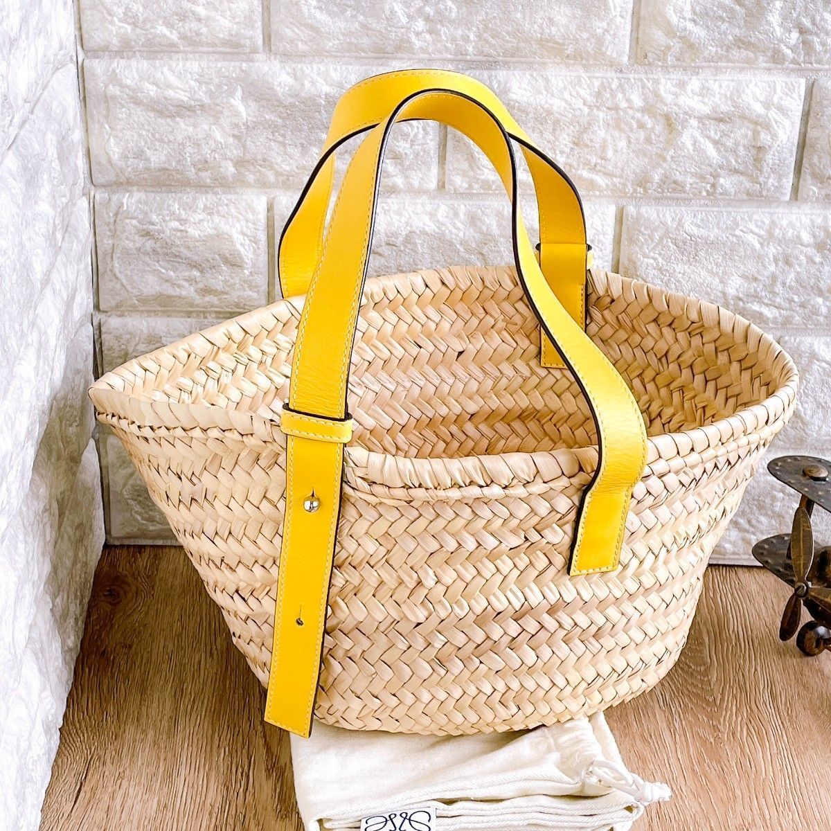 極美品✨ ロエベ アナグラム バスケット ストロー かごバッグ ◇ロエベ◇ LOEWE アナグラム ラフィア ハンドバッグ ストロー