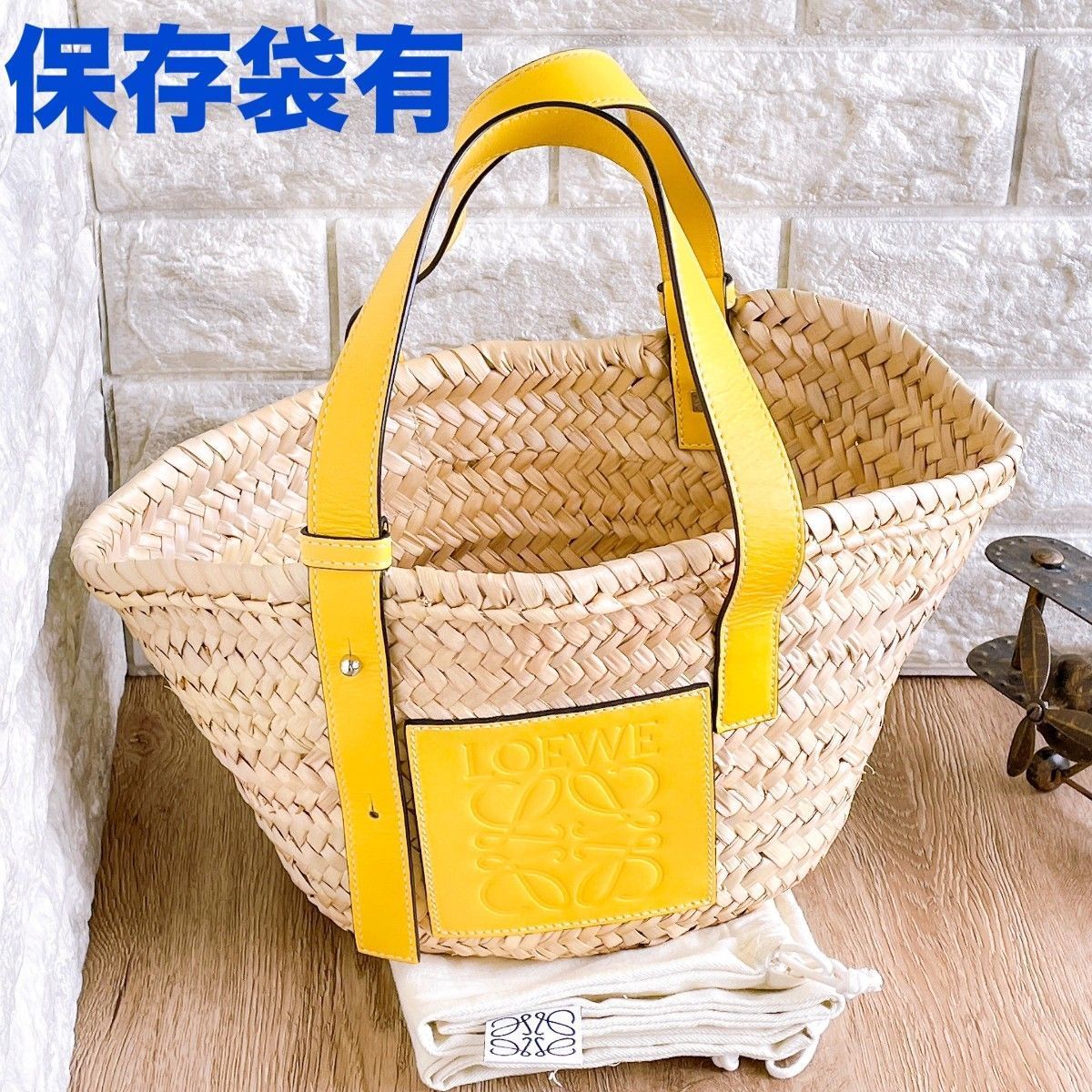 極美品✨ ロエベ アナグラム バスケット ストロー かごバッグ ◇ロエベ◇ LOEWE アナグラム ラフィア ハンドバッグ ストロー