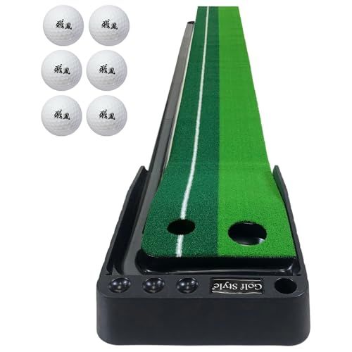 Golf Style パターマット 返球機能付き 3M パター 練習 マット ゴルフマット パッティング 練習マット 屋内 静音 反復練習 ゴルフボール 300×30cm送料無料