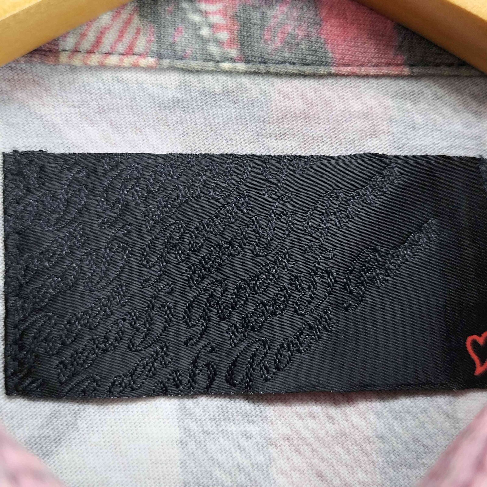 ロエン Roen 転写プリント チェック柄 七分袖 シャツ Y2K v-kei メンズ