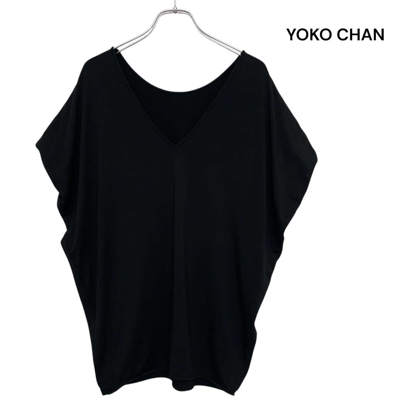ヨーコチャン YOKOCHAN 黒ペプラム半袖トップスフリルブラウス 