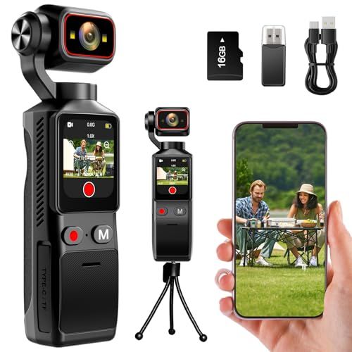 4Kアクションカメラ 小型ビデオカメラ Vlogビデオカメラ ウェアラブルカメラ小型 手ブレ補正 WiFi スマホ連携 1.69タッチモニター搭載 160度広角小型ボディカメラ 180°回転レンズ 5h稼働 暗視機能【16Gカード付属】256GB対応 上書き録