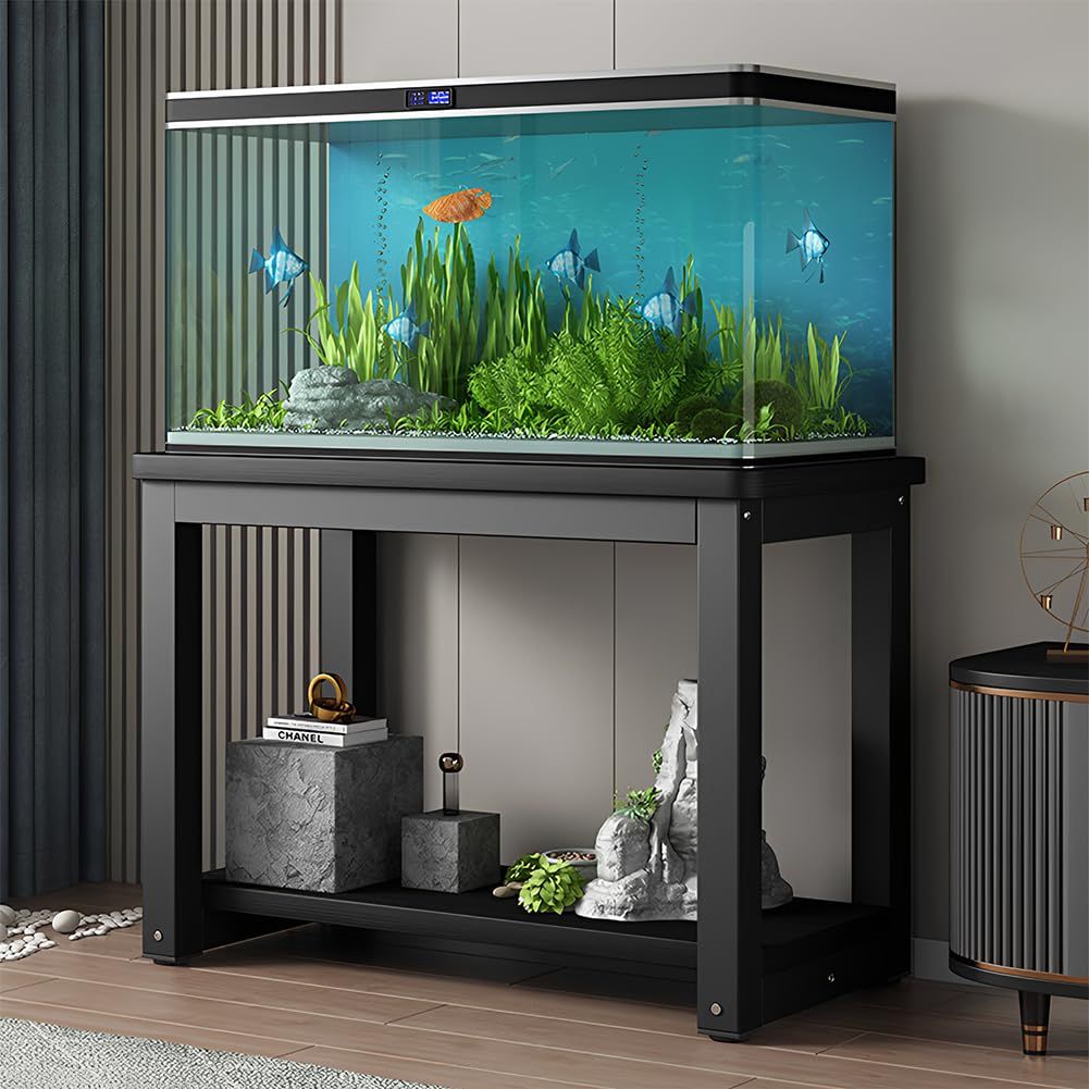 水槽台 幅60/70/80/90x奥行き40x高さ70cm 耐荷重100kg アクアリウムスタンド 水槽 ラック 2段 大容量収納 安定性 錆びにくい 組み立て簡単 木目 おしゃれ インテリア (F, 60x40x70cm)Ju