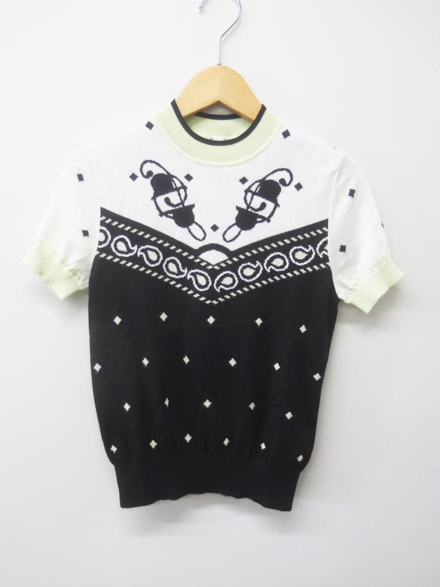 ★8802☆HERMES エルメス 2H2622D8 22AW HARNAIS DE COUR 宮廷の馬具 カシミヤ シルク 半袖ニット　34　美品 45,000円