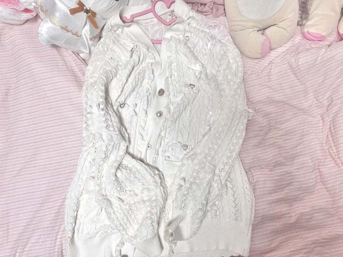 紙タグ付き LIZ LISA リー リサ リボン Long カーディガン 白 出品 11,759円
