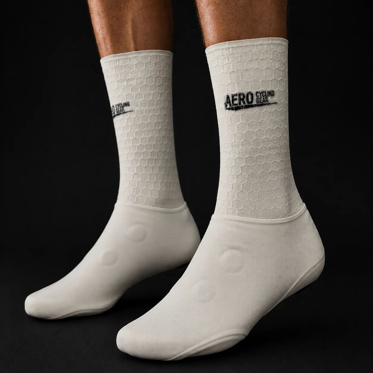 Aero Cycling Gear Aero Shoecover O5 - HEXAFLOW - Off White Logo