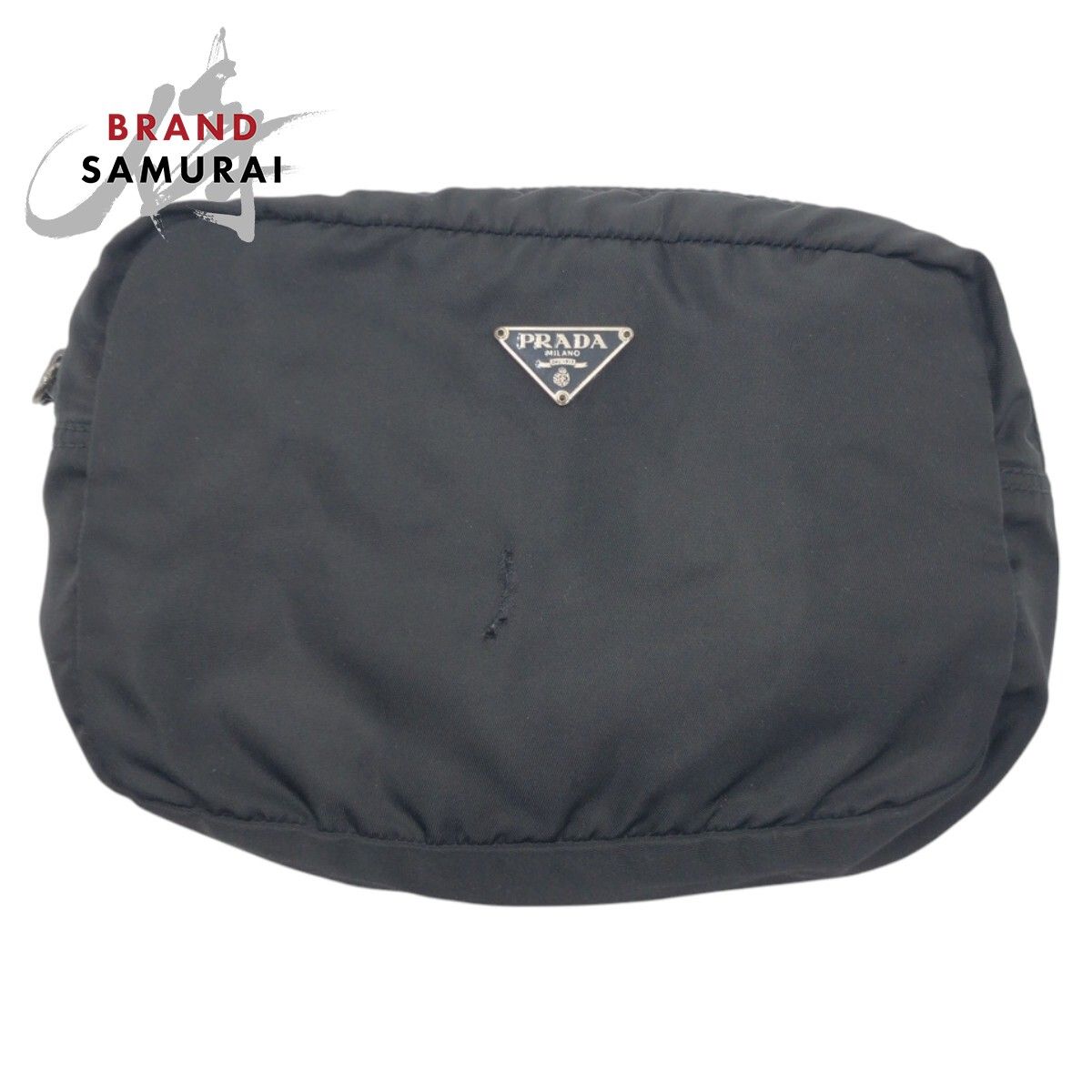 PRADA プラダ テスート 三角ロゴ ブラック 黒 ナイロン ポーチ メイクポーチ 男女兼用 レディース 603633【中古】