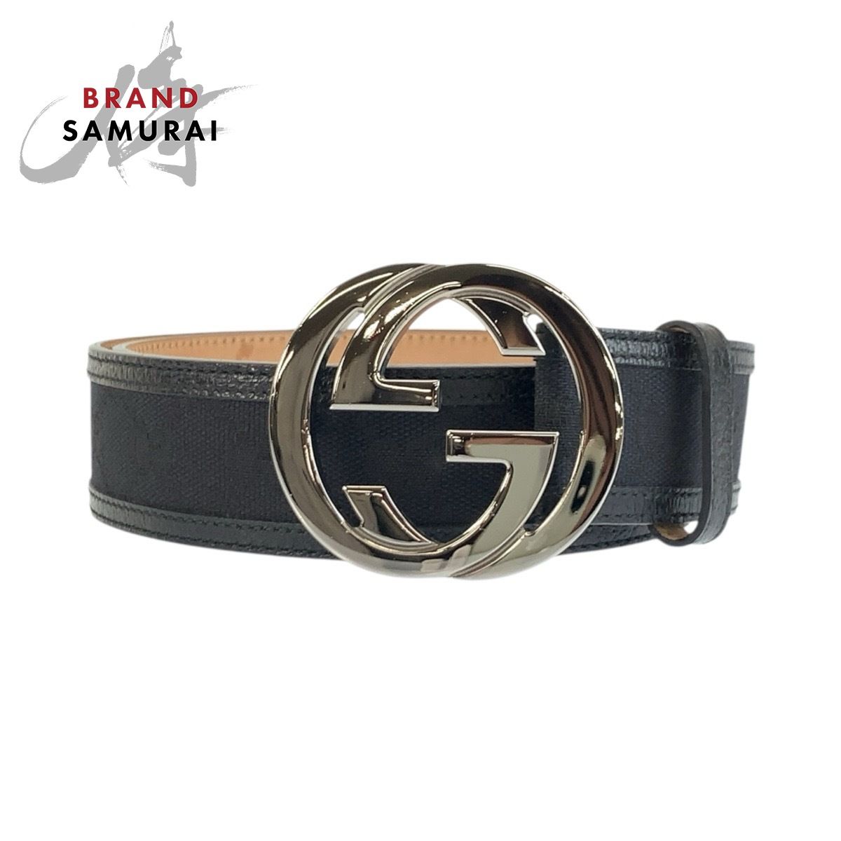 美品 GUCCI グッチ インターロッキング 90cm/36インチ ブラック 黒 GGキャンバス/レザー 480199 ベルト メンズ 603393【中古】