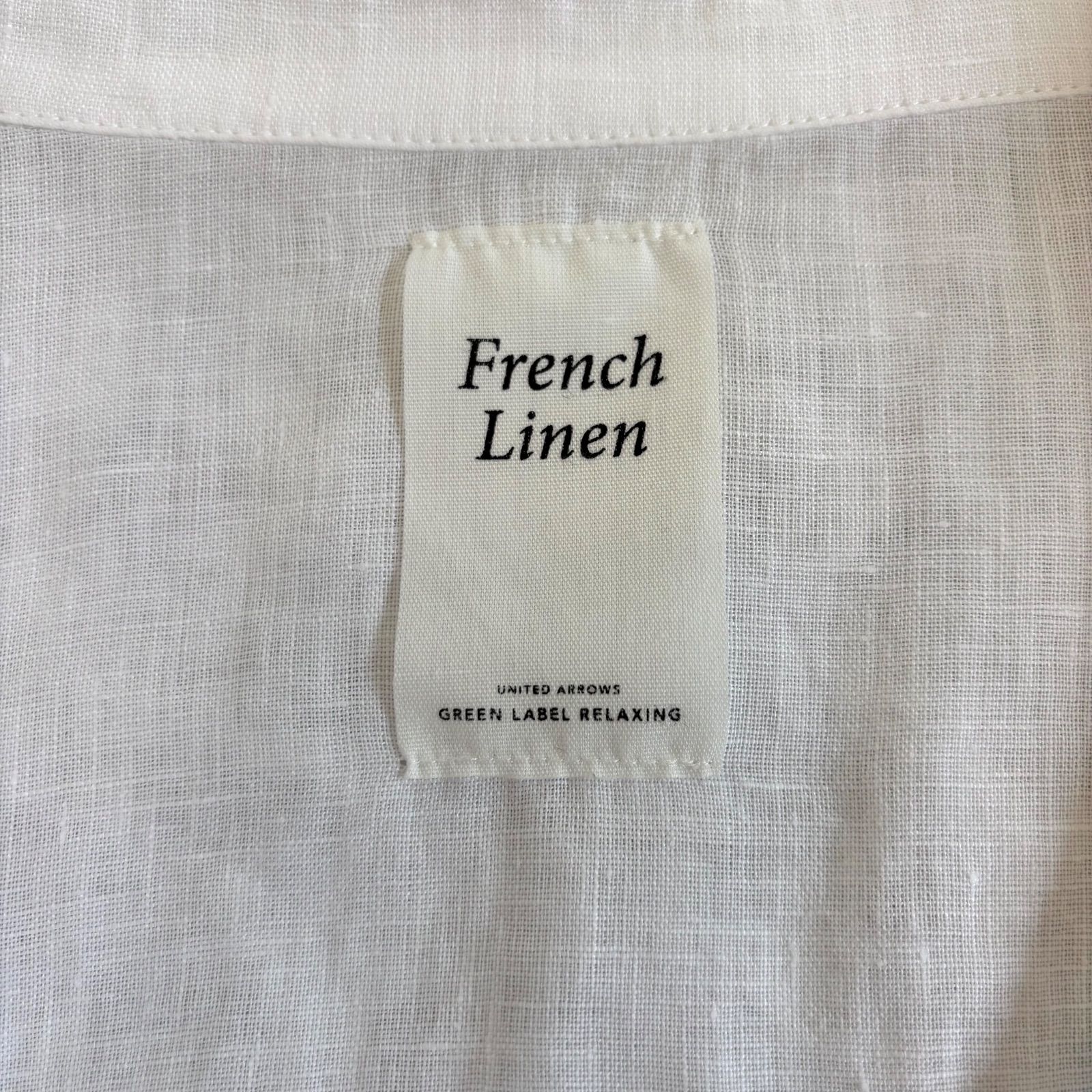 green label relaxing フレンチリネン スキッパー 5分袖 シャツ 