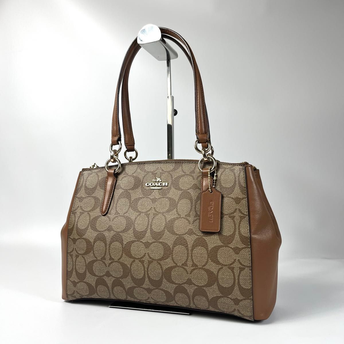 美品 COACH コーチ 2way トートバッグ シグネチャー クリスティー 