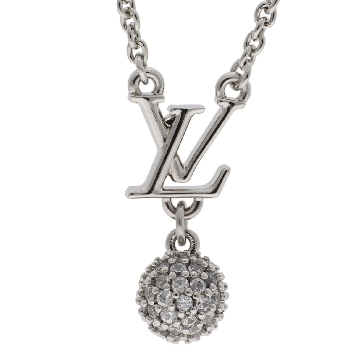 【中古】 LOUIS VUITTON ルイ・ヴィトン ネックレス・LV アイコニック ルイザ ストラス M03266 シルバー ラインストーン キラキラボール 45cm 26018464 MK