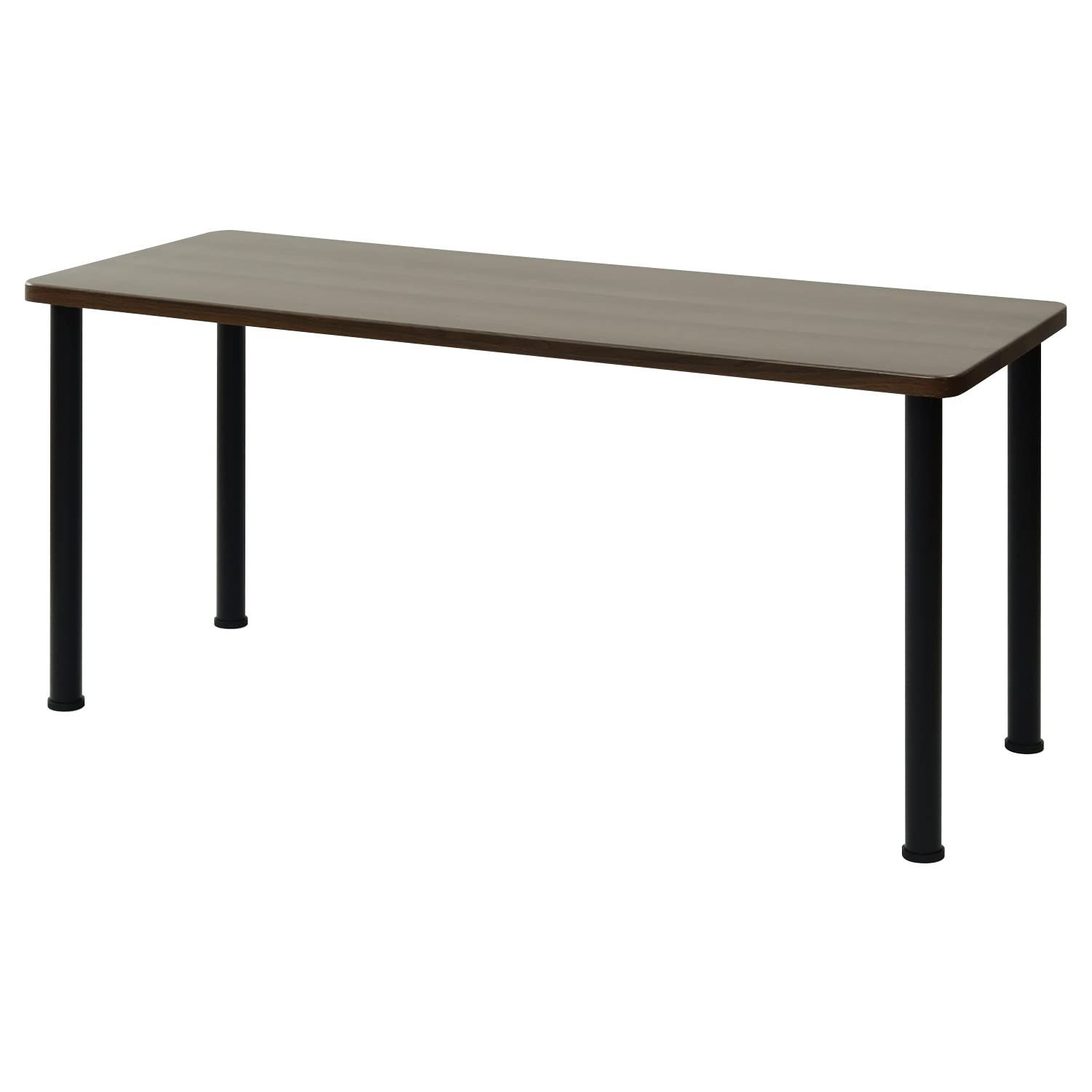 [山善] デスク パソコンデスク 幅150×奥行60×高さ70cm 【耐荷重80kg】 傷や汚れに強い天板 頑丈設計 天板厚3cm 脚部パイプ直径5cm 組立品 ココアブラウン(木目柄) AMDT-1560(CCB)セットJu
