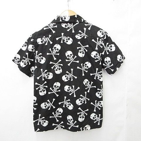 バンソン VANSON シャツ カジュアル 半袖 スカル柄 ロゴ ワッペン 綿