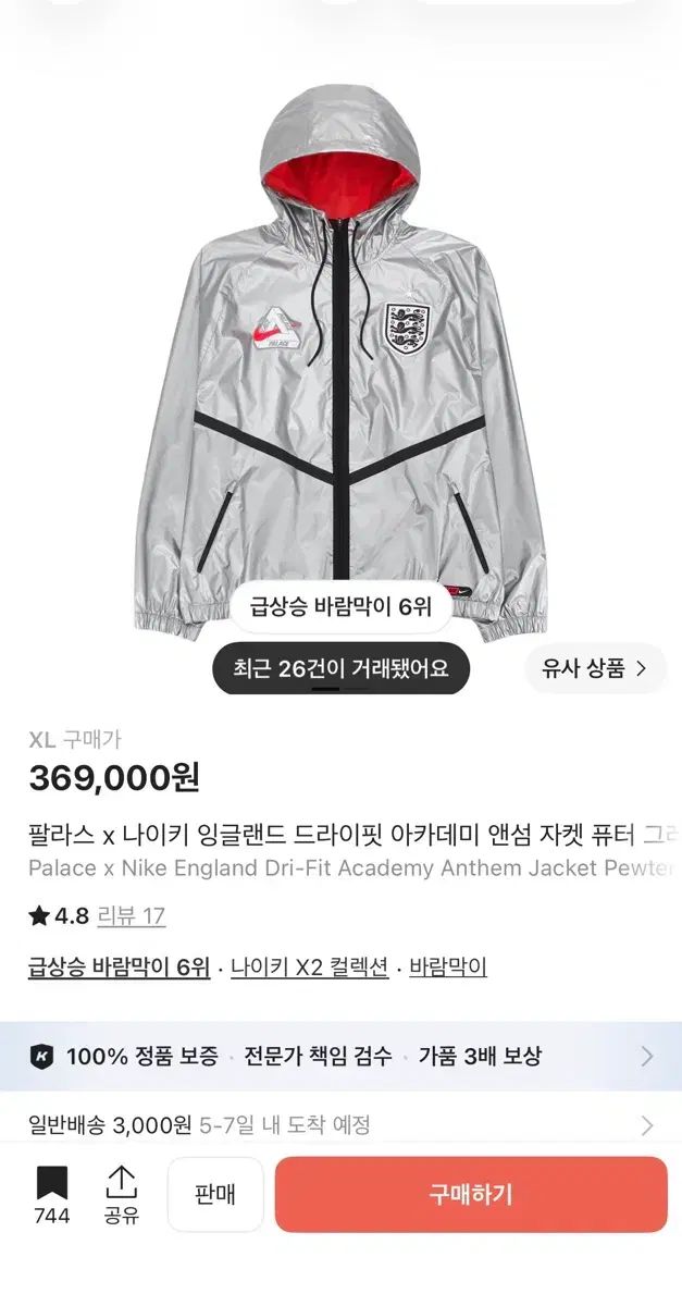 パレス x NIKE イングランド ドライフィット アカデミー アンド ソング ジャケット