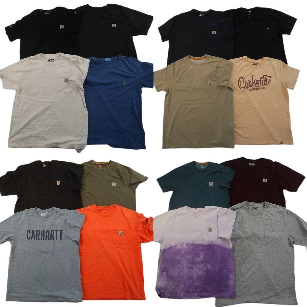 古着卸 まとめ売り カーハート Tシャツ 16枚セット ( メンズ L ) ポケットＴ タイダイ柄 ロゴプリント 中古 古着 NF6741
