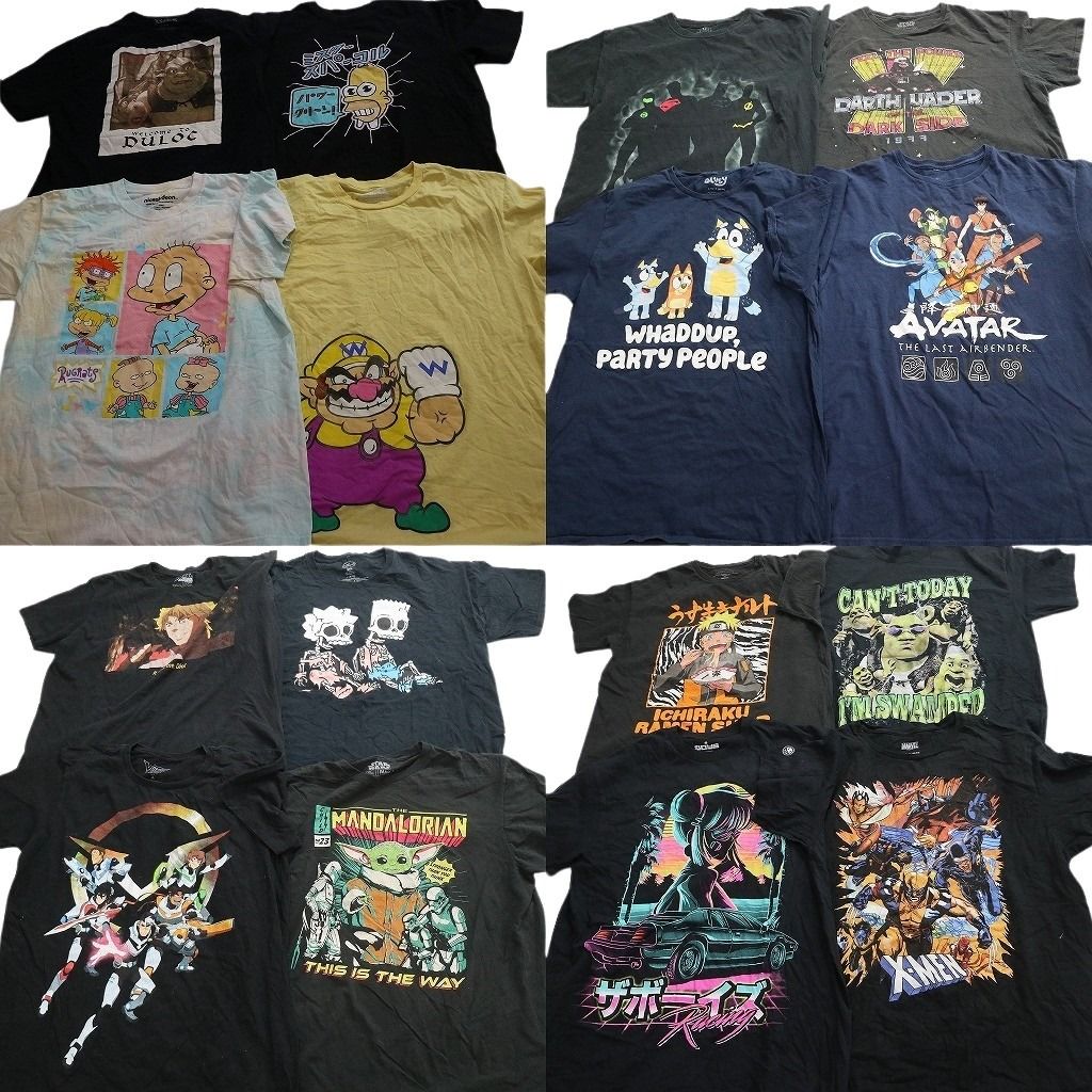 古着卸 まとめ売り キャラクター Tシャツ 16枚セット ( メンズ L ) シンプソンズ X-MEN NARUTO スターウォーズ 中古 古着 NF6783