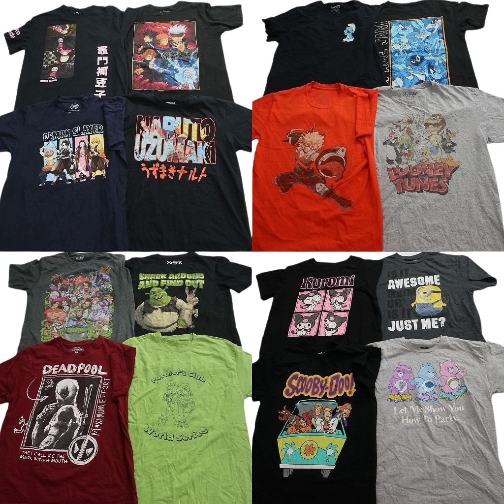 古着卸 まとめ売り キャラクター Tシャツ 16枚セット ( メンズ M ) 鬼