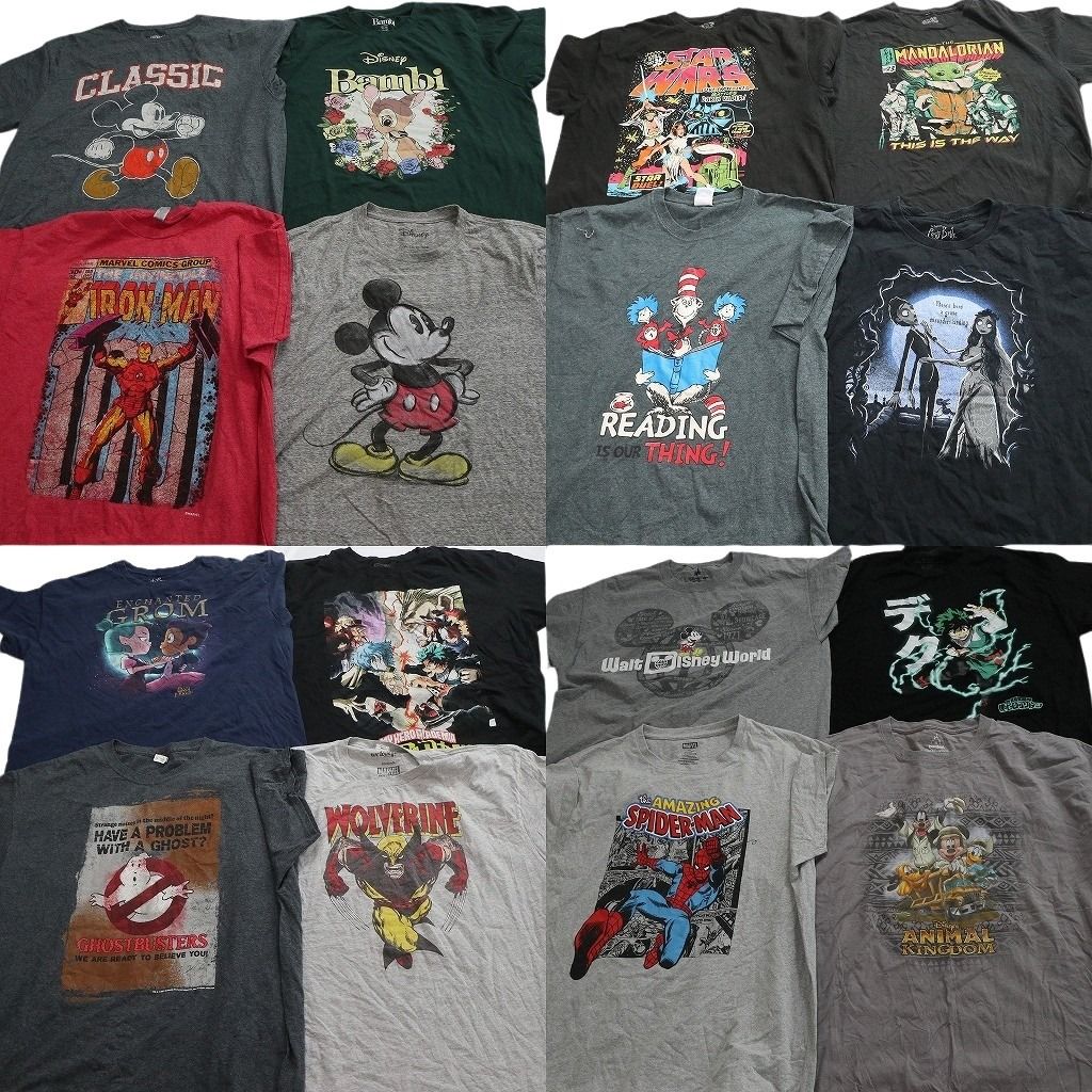 古着卸 まとめ売り キャラクター Tシャツ 16枚セット ( メンズ XL ) ミッキーマウス アイアンマン 僕のヒーローアカデミア 古着 NF6793 13,392円