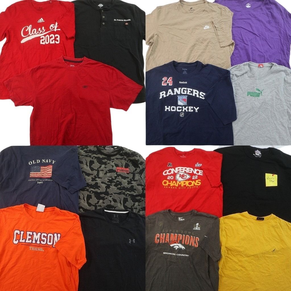 古着卸 まとめ売り ブランドMIX Tシャツ 15枚セット ( メンズ XL ) NIKE アディダス チャンピオン アンダーアーマー 中古 古着 NF6886