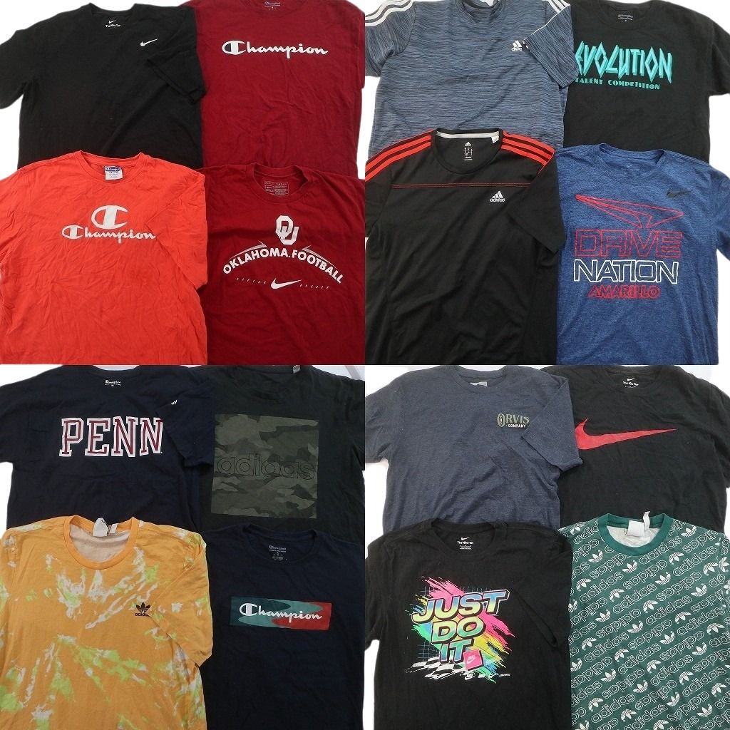 古着卸 まとめ売り ブランドMIX Tシャツ 16枚セット ( メンズ M ) NIKE アディダス チャンピオン オービス 中古 古着 NF6895