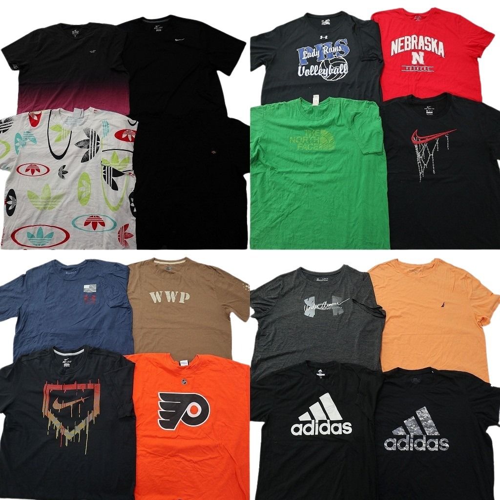 古着卸 まとめ売り ブランドMIX Tシャツ 16枚セット ( メンズ 2XL ) NIKE アディダス チャンピオン アンダーアーマー 中古 古着 NF6905