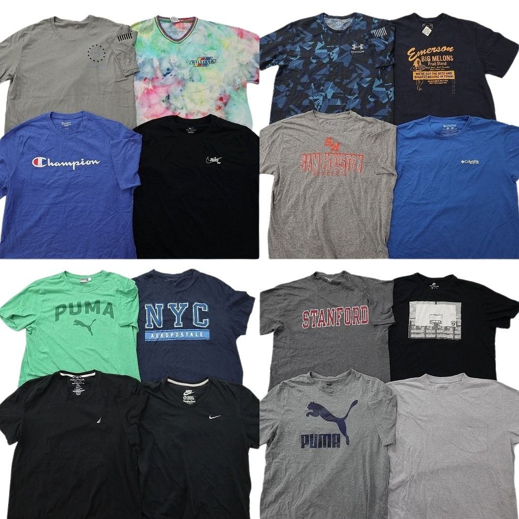 古着卸 まとめ売り ブランドMIX Tシャツ 16枚セット ( メンズ 2XL/XL ) NIKE チャンピオン コロンビア アンダーアーマー 中古 古着 NF6907