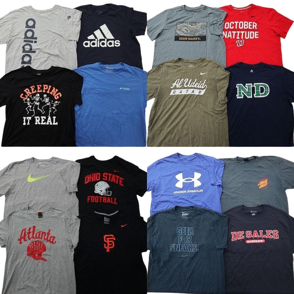 古着卸 まとめ売り ブランドMIX Tシャツ 16枚セット ( メンズ XL ) NIKE アディダス チャンピオン コロンビア 中古 古着 NF6909