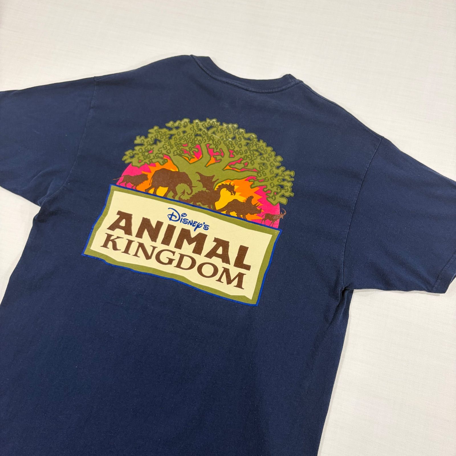 希少】90s USA製 ディズニー アニマルキングダム Tシャツ XL 紺【1260