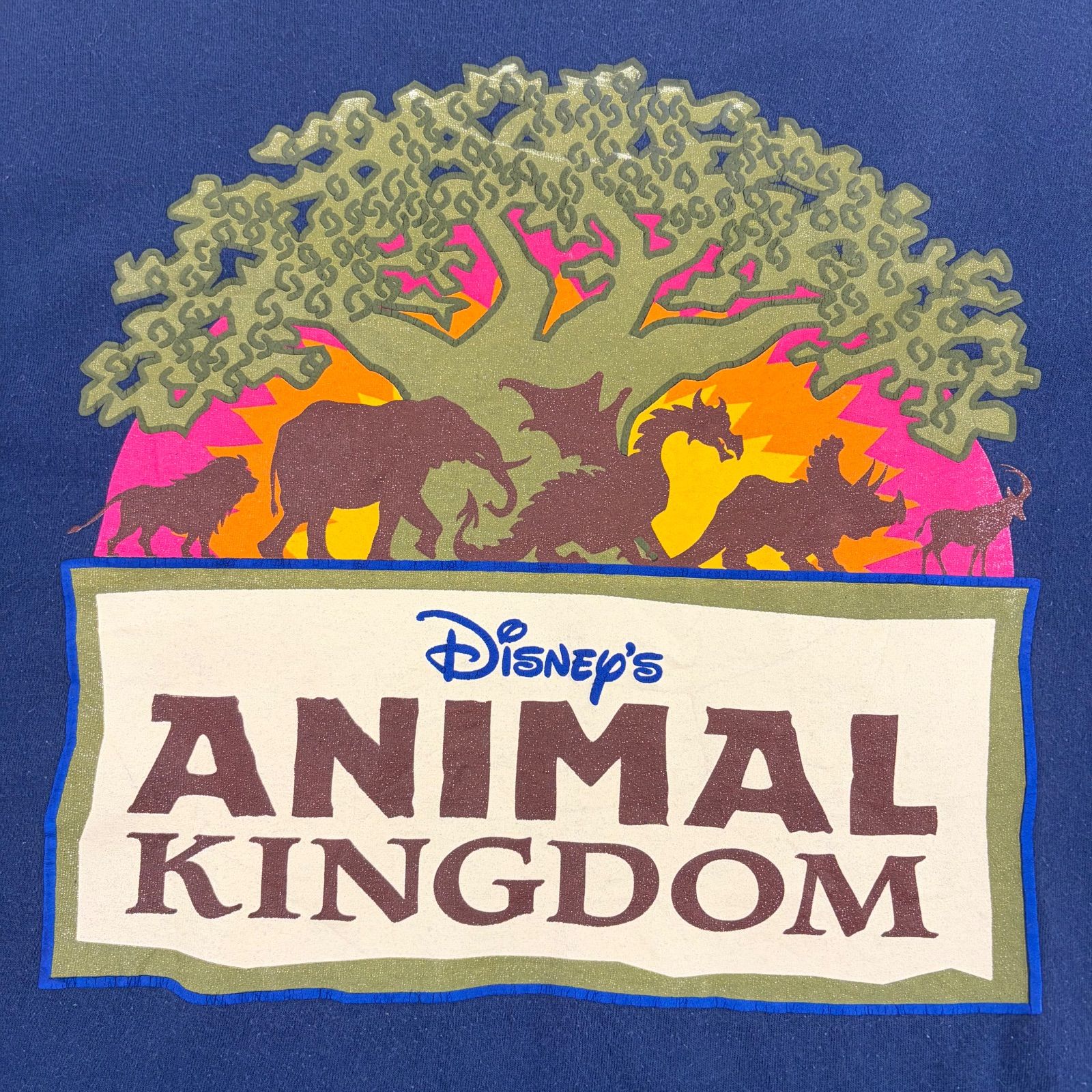 希少】90s USA製 ディズニー アニマルキングダム Tシャツ XL 紺【1260