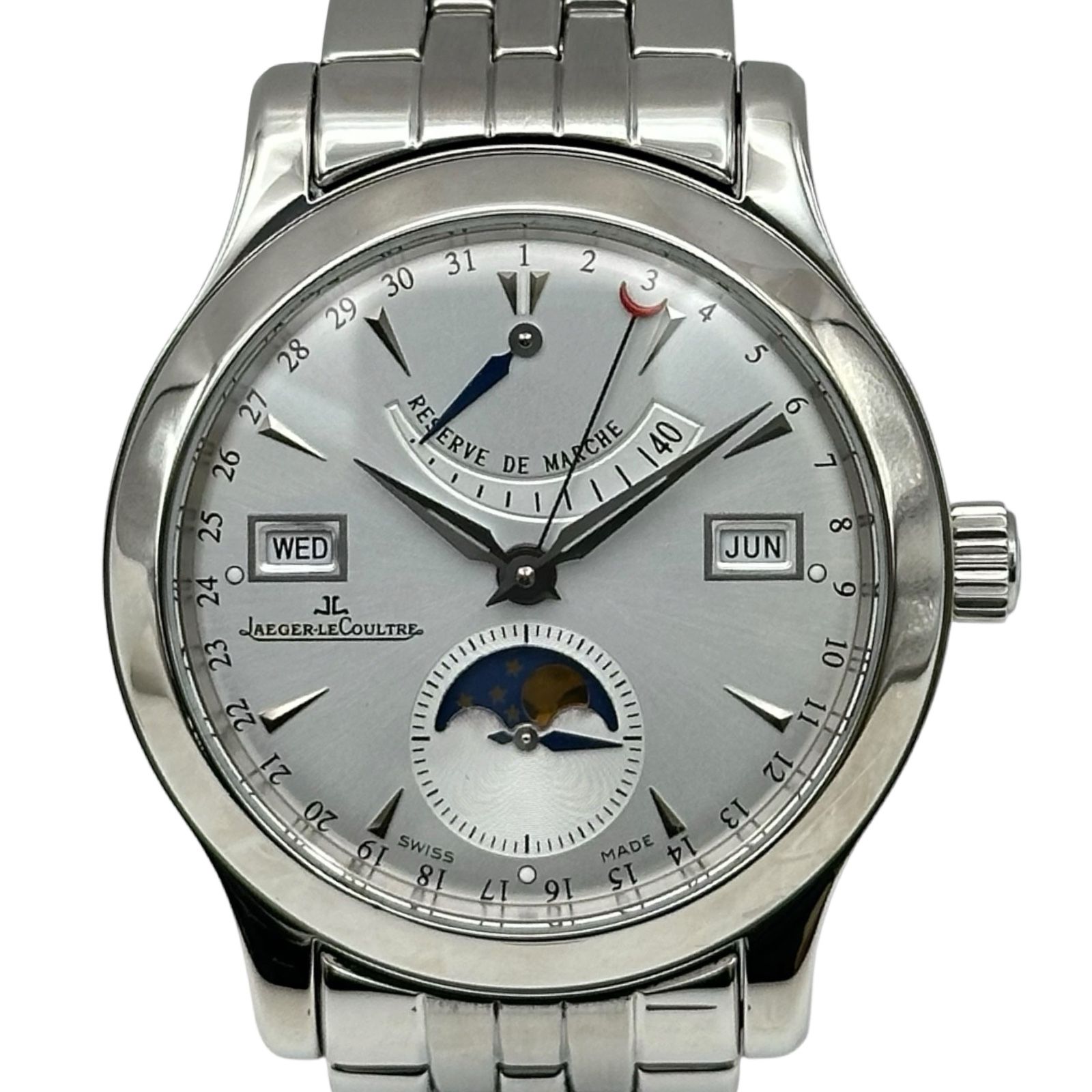 ジャガー・ルクルト JAEGER-LE COULTRE マスターカレンダー ムーンフェイズ Q151812A(147.8.41.S) シルバー ステンレススチール 自動巻き メンズ 腕時計 426,600円
