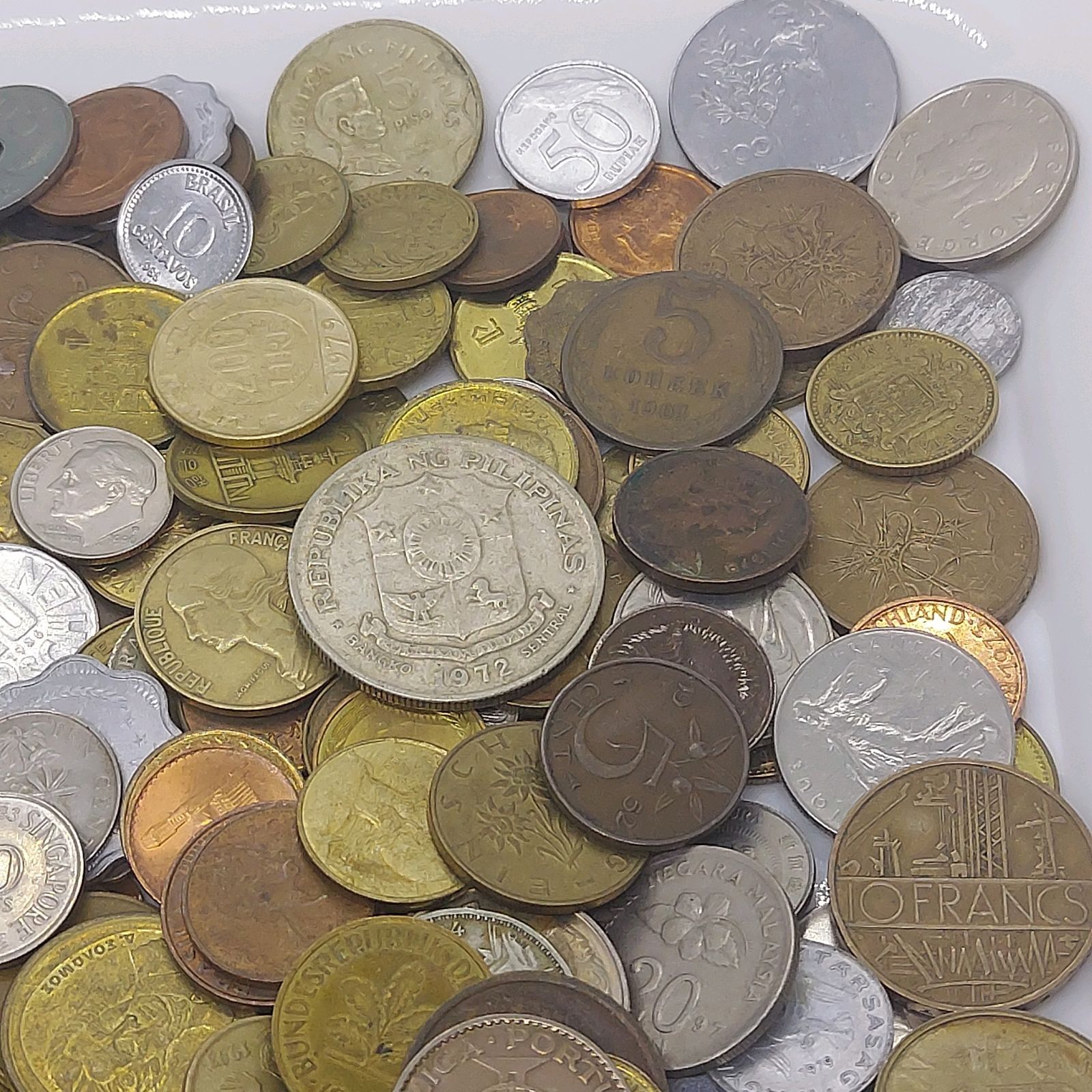外国コイン まとめて 約1.6kg(袋込み) 5980円 海外硬貨 古銭 大量