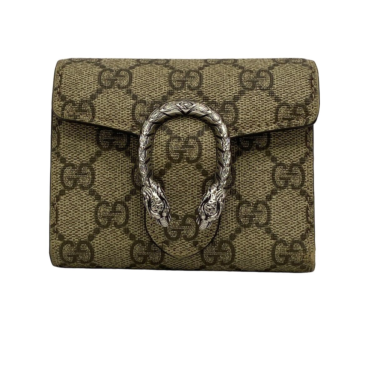 GUCCI(グッチ) 3つ折り財布 ディオニュソス/GGプラス・GGスプリーム 627073 ダークブラウン×ベージュ レザー