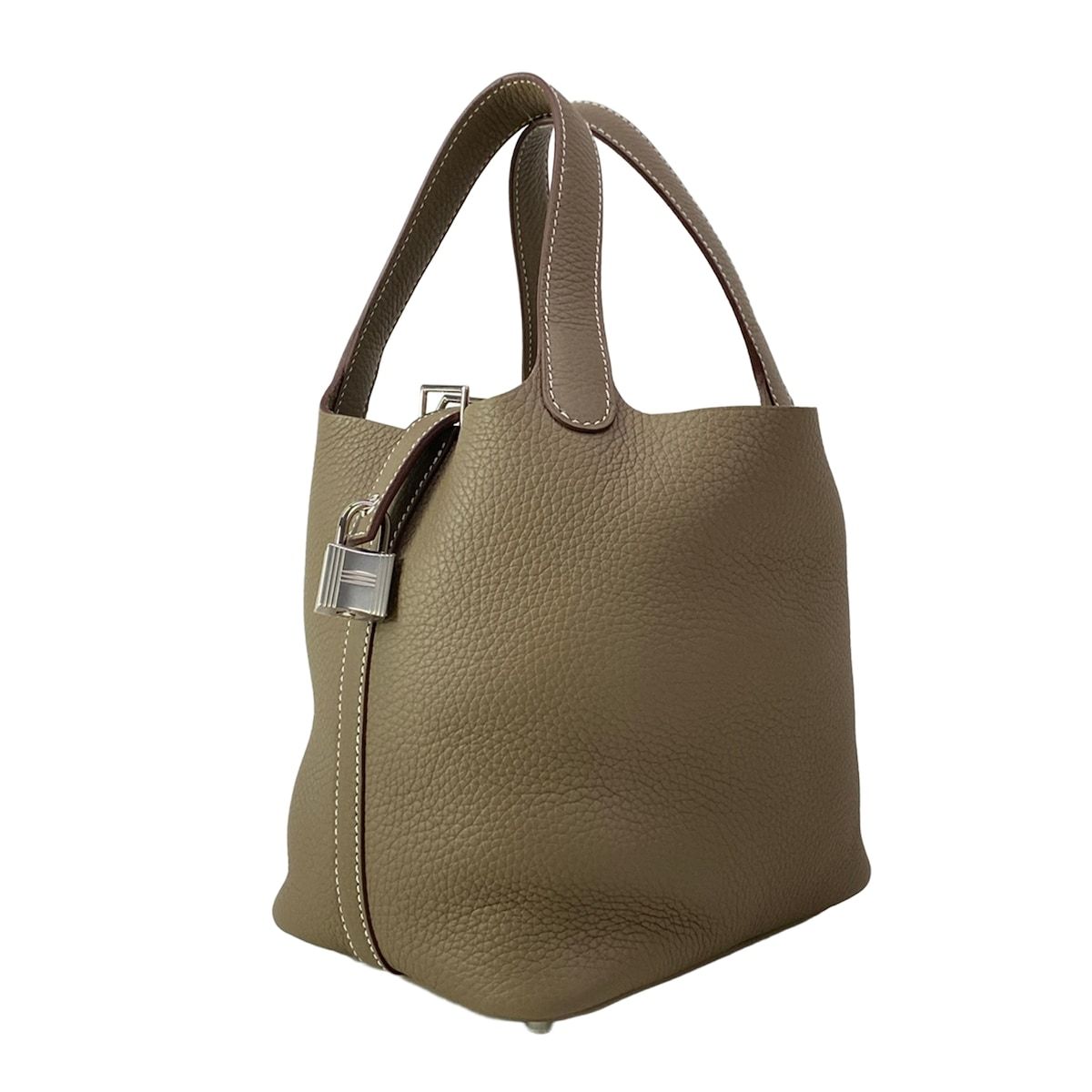 HERMES(エルメス) ハンドバッグ美品 ピコタンロックPM エトゥープ シルバー金具