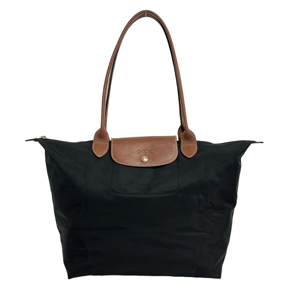 LONGCHAMP(ロンシャン) ショルダーバッグ ル・プリアージュオリジナル 黒×ダークブラウン 折りたたみ レザー