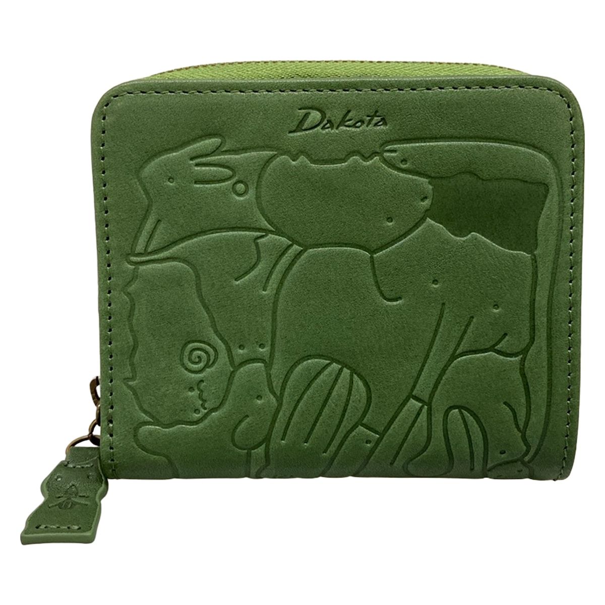 Dakota(ダコタ) 2つ折り財布 - グリーン アニマル/ラウンドファスナー/型押し加工 レザー 10,650円