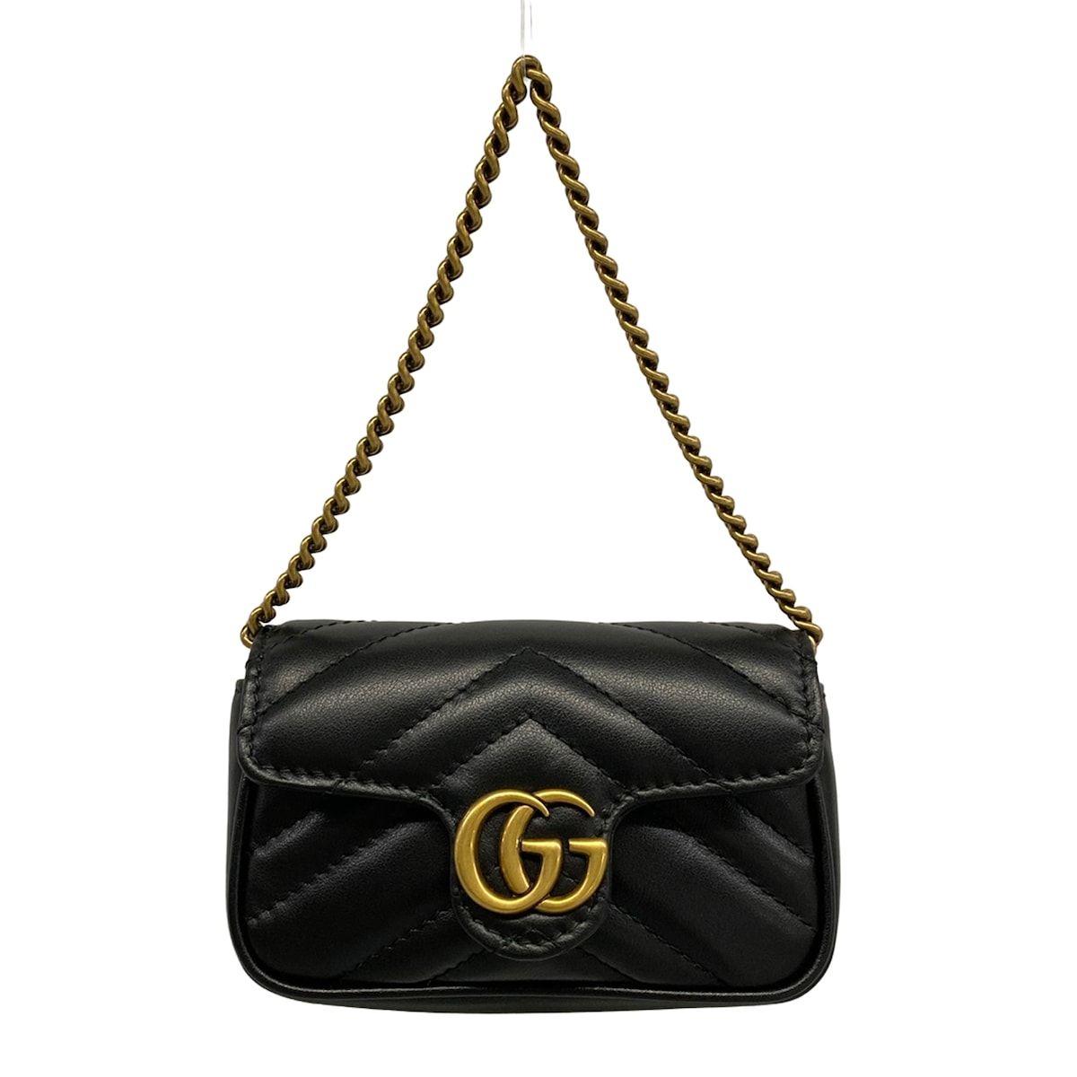 GUCCI(グッチ) ハンドバッグ美品 GGマーモント 575161 黒 レザー