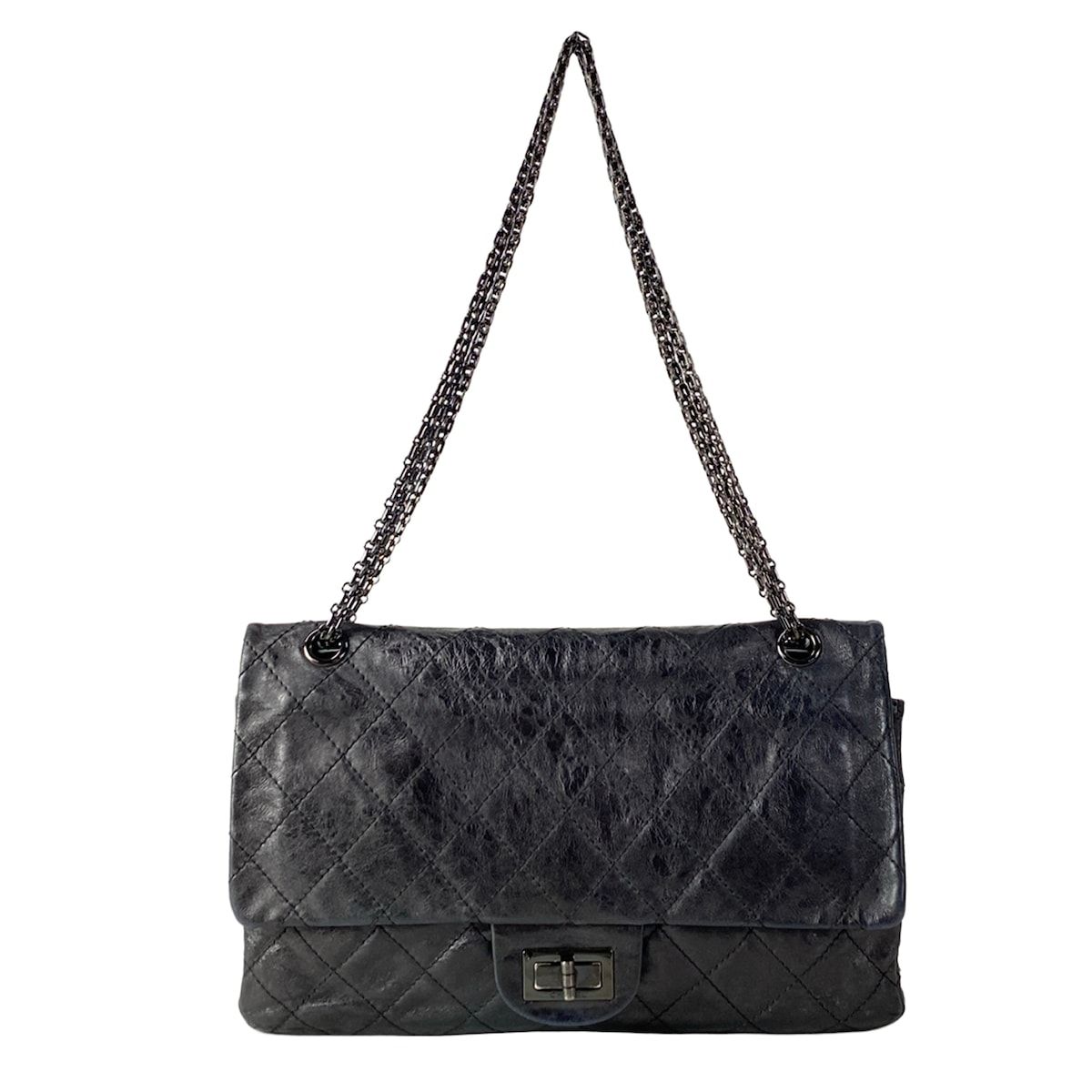CHANEL(シャネル) ショルダーバッグ 2.55/マトラッセ 黒 マドモアゼルチェーン/ブラック金具/ダブルフラップ(二重蓋)