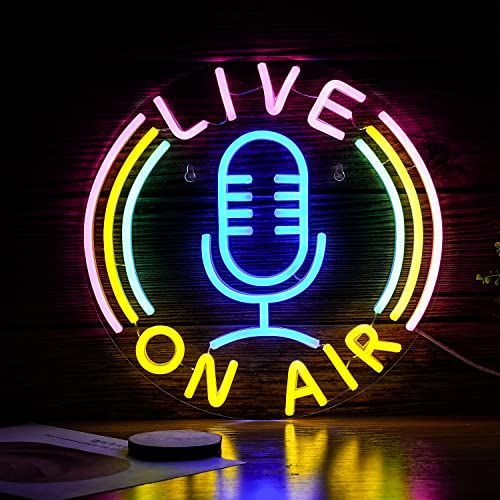 LIVE ON AIRネオンサイン 調光可能 LEDネオンライト インテリアネオン管 スタジオ ゲームルームの壁の装飾 放送室 ボーイズルーム クリスマスギフト 32.5*32.5cm 国内発送