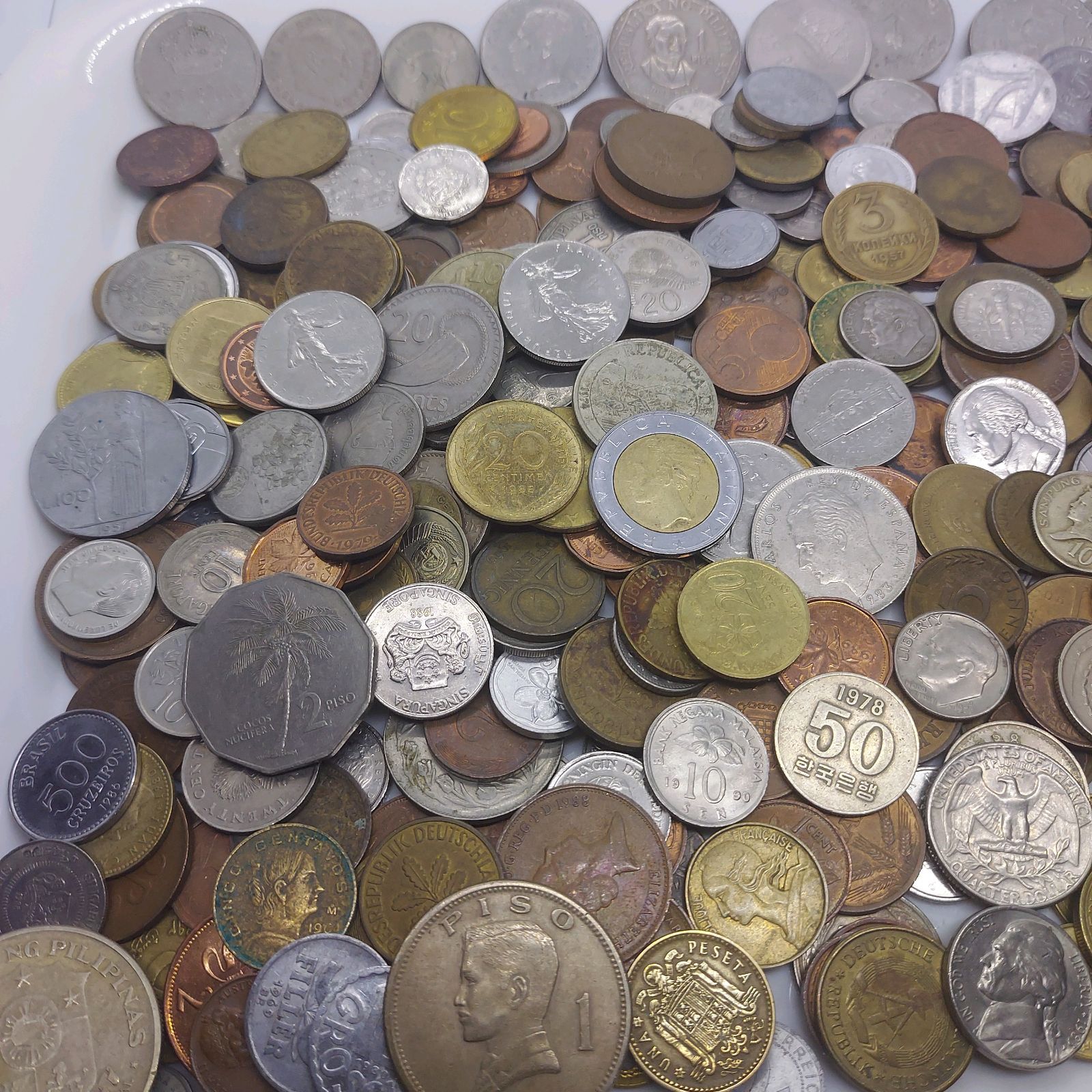外国コイン まとめて 約1.6kg(袋込み) 5980円 海外硬貨 古銭 大量