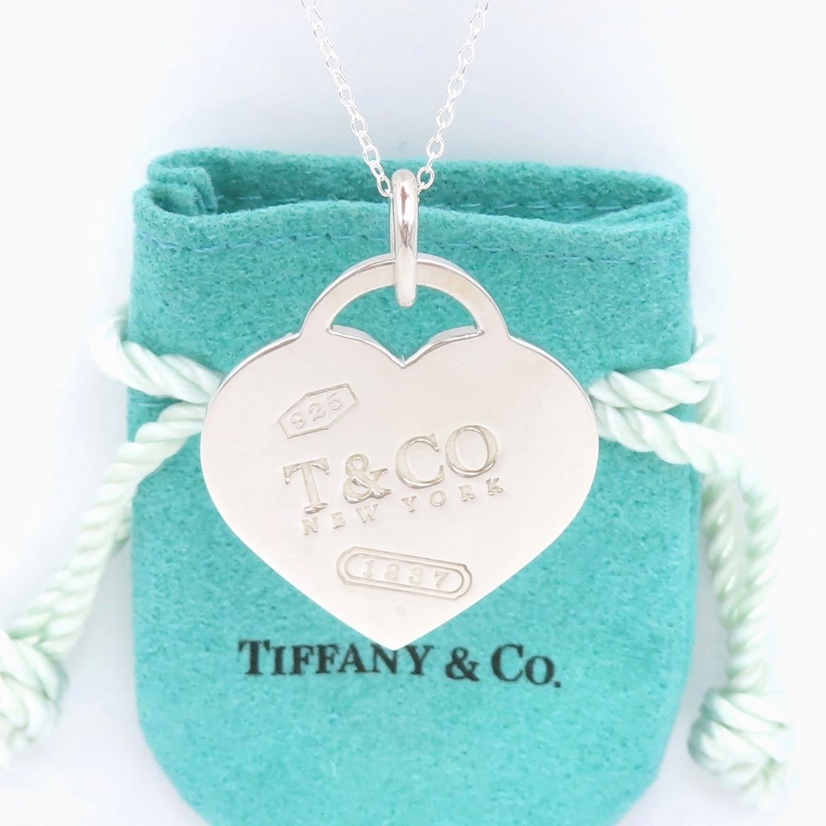 極希少 美品 Tiffany&Co. ティファニー ラージ ハート 1837 シルバー ネックレス SV925 T&CO ロゴ プレート ビッグ HA269