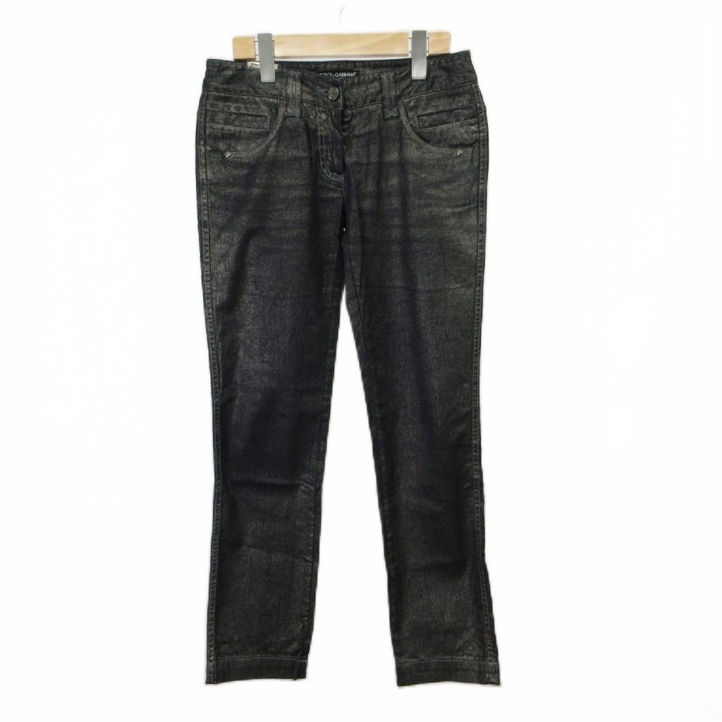 ドルチェ&ガッバーナ ドルガバ DOLCE&GABBANA コーティング ストレッチ スキニーパンツ デニム ジーンズ 38 黒 ブラック F3GYTD / G8562 /RY ■GY62