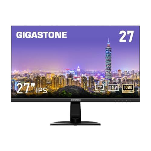 【3年無償交換保証】GIGASTONE(ギガストーン) 27インチ モニター 1920x1080 フルHD IPS 75Hz スピーカー内蔵 非光沢 ブルーライト軽減 178°広い視野角 フレームレス PCモニター 人間工学角度調整 HDMI VGA VEJu