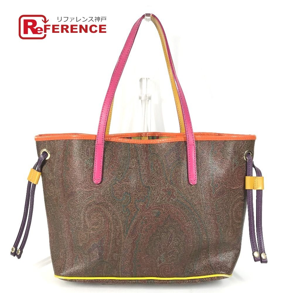 ETRO エトロ ショルダーバッグ ペイズリー柄 ロゴ PVC/レザー ブラウン