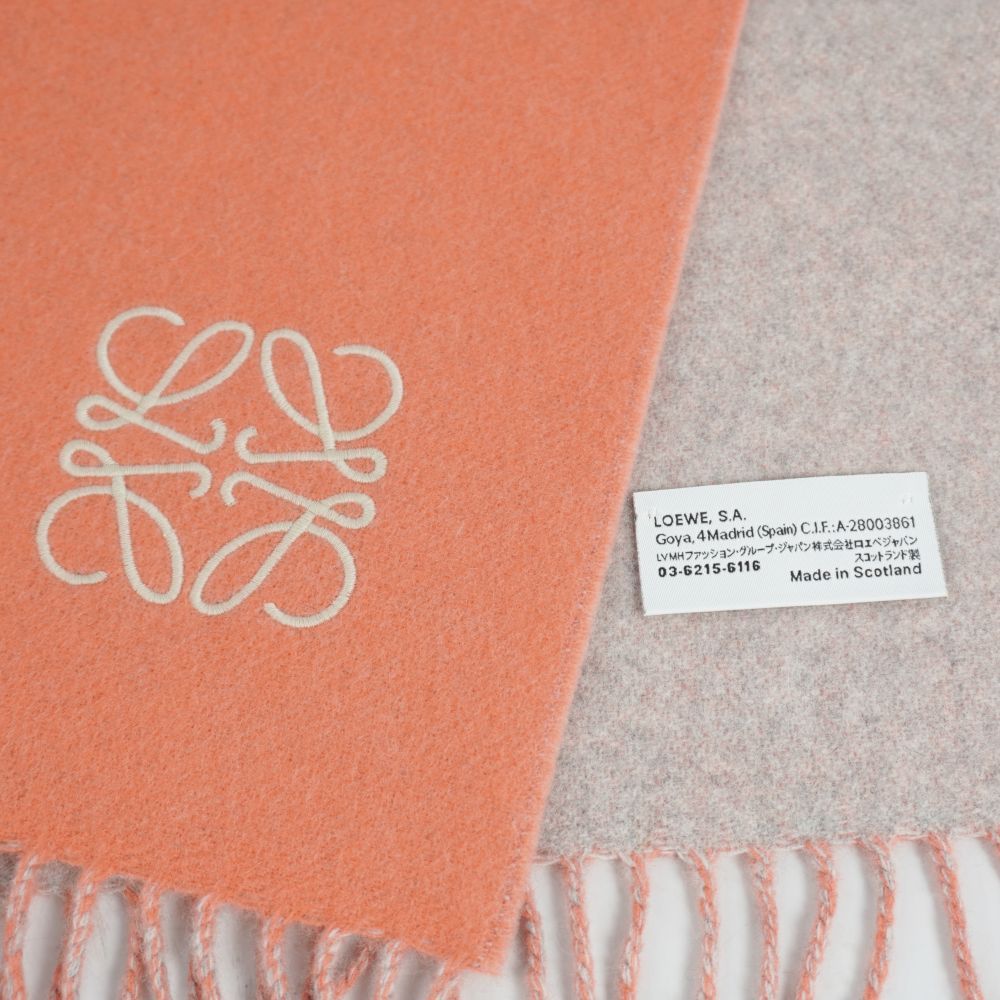 極美品 ロエベ LOEWE マフラー ストール フリンジ アナグラム ウール