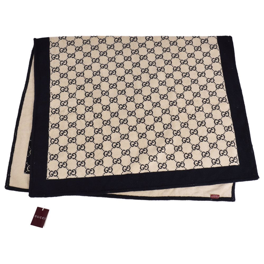 み*ゃ様 【新品未使用】・訳ありGUCCI ロゴ ビーチタオル 大判 未使用 グッチ GUCCI ブレンケット テリークロス ビーチタオル GG柄 パ