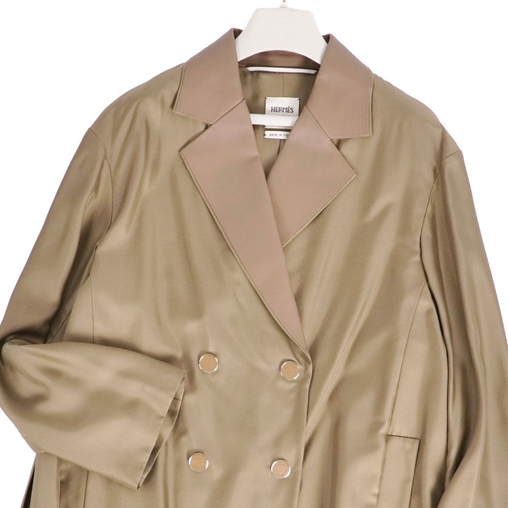 未使用 エルメス HERMES コート 24SS ロングコート ダブルブレスト