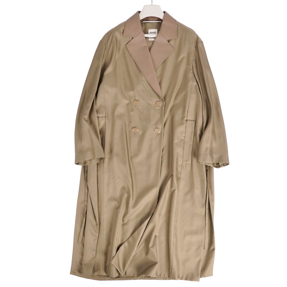 未使用 エルメス HERMES コート 24SS ロングコート ダブルブレスト