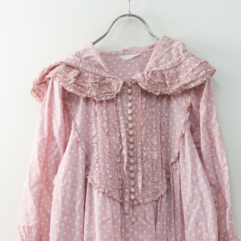 美品 ピンクハウス PINK HOUSE 水玉模様 フード付き ワンピース ピンク