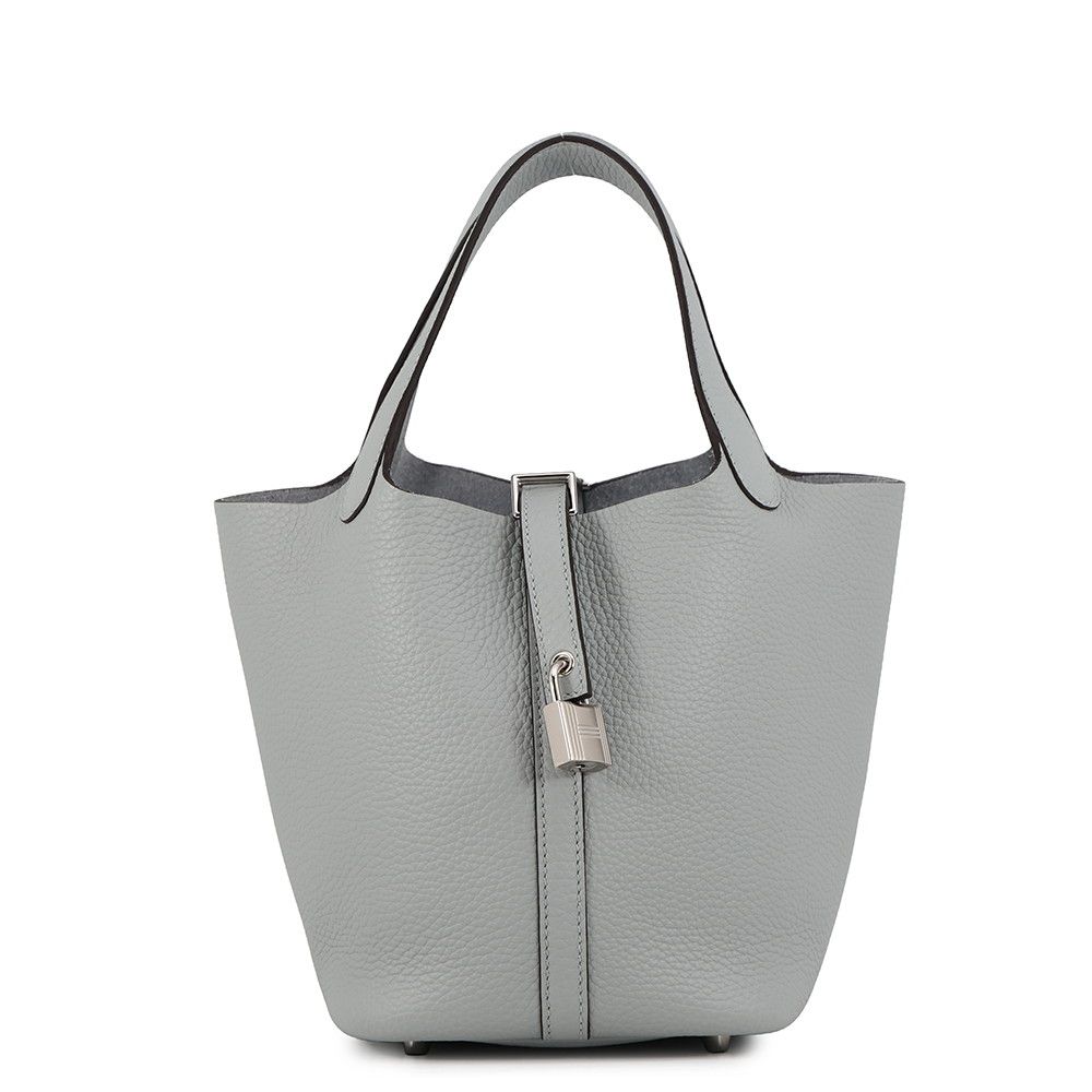 エルメス ハンドバッグ ピコタンロックPM ブルーグラシエ/シルバー金具 トリヨンクレマンス K刻印 HERMES トートバッグ